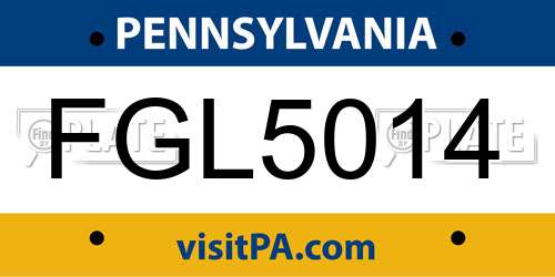 FGL5014 Pennsylvania License Plate