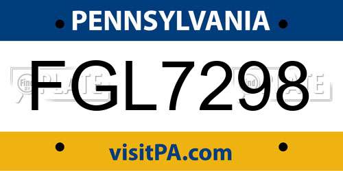 FGL7298 Pennsylvania License Plate