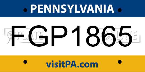 FGP1865 Pennsylvania License Plate