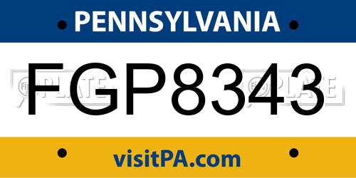 FGP8343 Pennsylvania License Plate