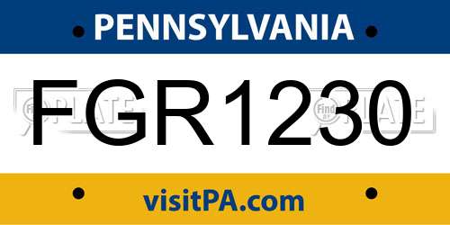 FGR1230 Pennsylvania License Plate