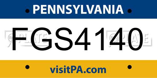 FGS4140 Pennsylvania License Plate