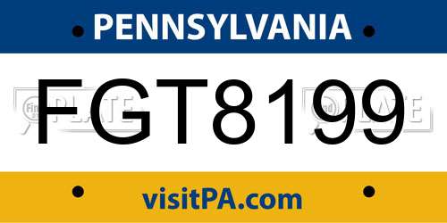FGT8199 Pennsylvania License Plate