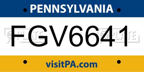 FGV6641 Pennsylvania License Plate