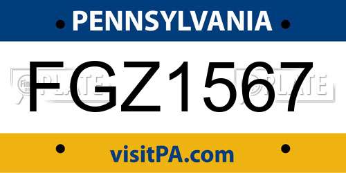 FGZ1567 Pennsylvania License Plate