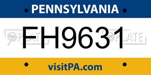 FH9631 Pennsylvania License Plate