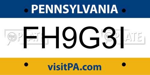 FH9G3I Pennsylvania License Plate
