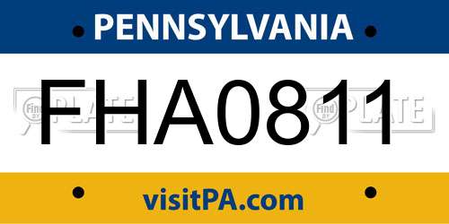 FHA0811 Pennsylvania License Plate