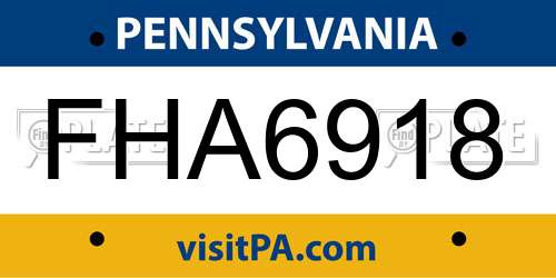 FHA6918 Pennsylvania License Plate