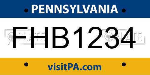 FHB1234 Pennsylvania License Plate