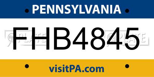 FHB4845 Pennsylvania License Plate