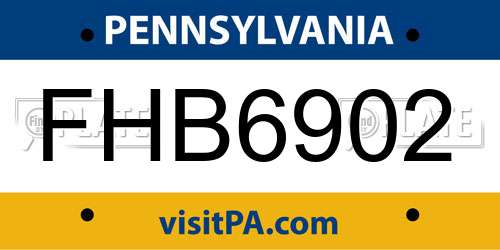 FHB6902 Pennsylvania License Plate