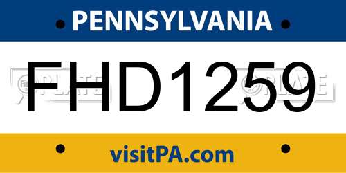 FHD1259 Pennsylvania License Plate