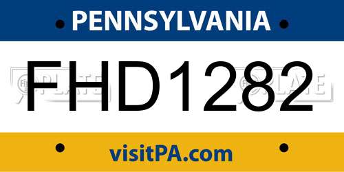FHD1282 Pennsylvania License Plate