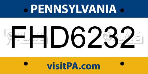 FHD6232 Pennsylvania License Plate