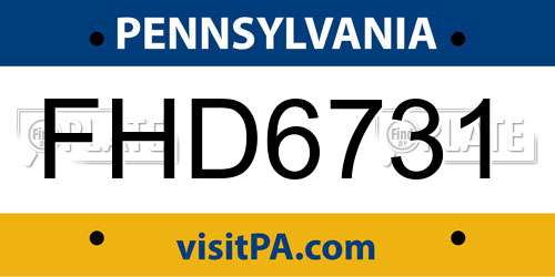FHD6731 Pennsylvania License Plate