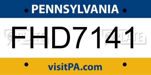 FHD7141 Pennsylvania License Plate
