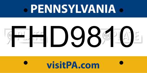 FHD9810 Pennsylvania License Plate