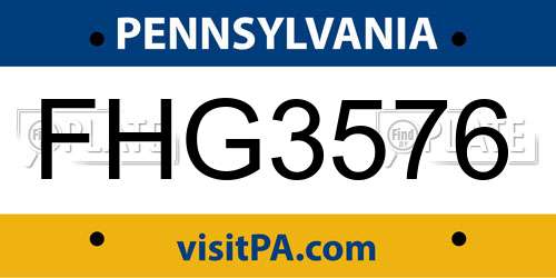 FHG3576 Pennsylvania License Plate