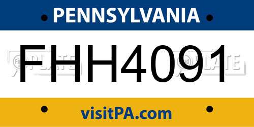 FHH4091 Pennsylvania License Plate