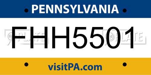 FHH5501 Pennsylvania License Plate
