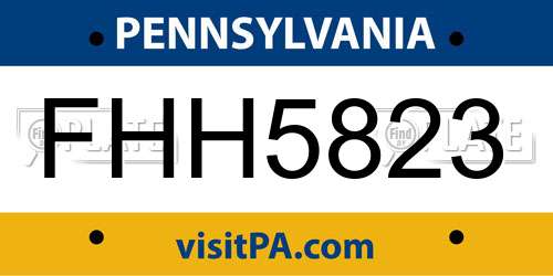 FHH5823 Pennsylvania License Plate
