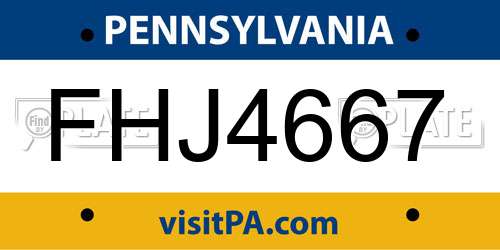 FHJ4667 Pennsylvania License Plate