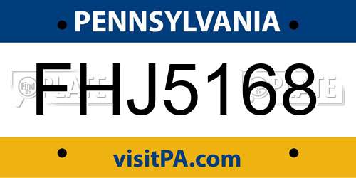 FHJ5168 Pennsylvania License Plate