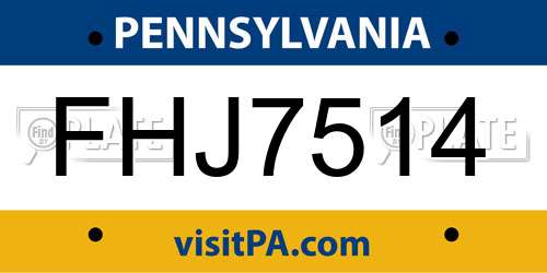 FHJ7514 Pennsylvania License Plate