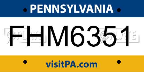 FHM6351 Pennsylvania License Plate