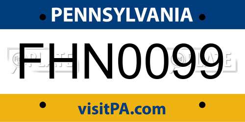 FHN0099 Pennsylvania License Plate