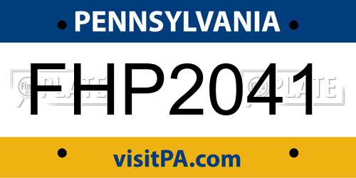 FHP2041 Pennsylvania License Plate