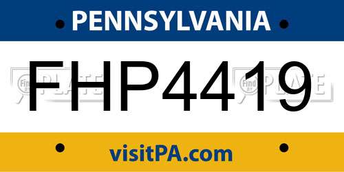 FHP4419 Pennsylvania License Plate