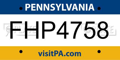 FHP4758 Pennsylvania License Plate