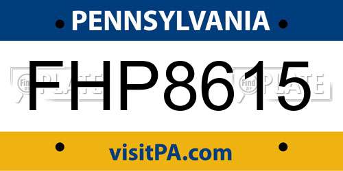 FHP8615 Pennsylvania License Plate