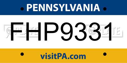 FHP9331 Pennsylvania License Plate