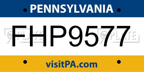 FHP9577 Pennsylvania License Plate