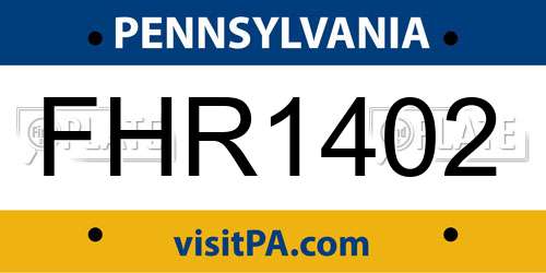 FHR1402 Pennsylvania License Plate