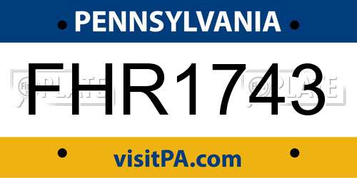 FHR1743 Pennsylvania License Plate