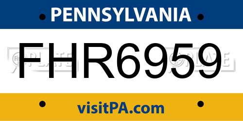 FHR6959 Pennsylvania License Plate
