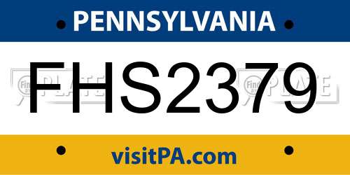 FHS2379 Pennsylvania License Plate