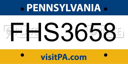 FHS3658 Pennsylvania License Plate