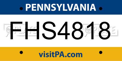 FHS4818 Pennsylvania License Plate