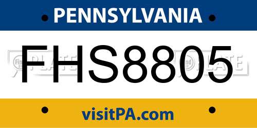 FHS8805 Pennsylvania License Plate