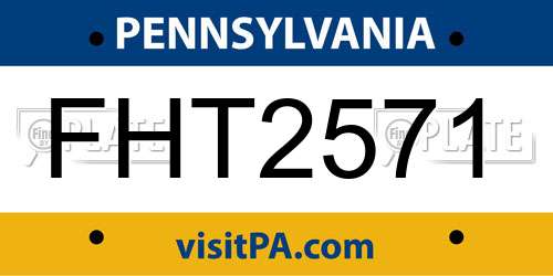 FHT2571 Pennsylvania License Plate
