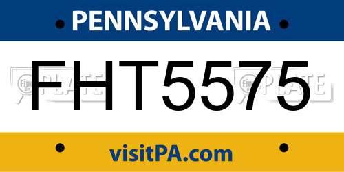 FHT5575 Pennsylvania License Plate