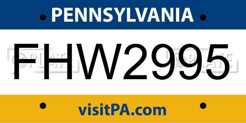 FHW2995 Pennsylvania License Plate
