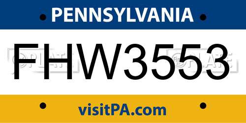 FHW3553 Pennsylvania License Plate
