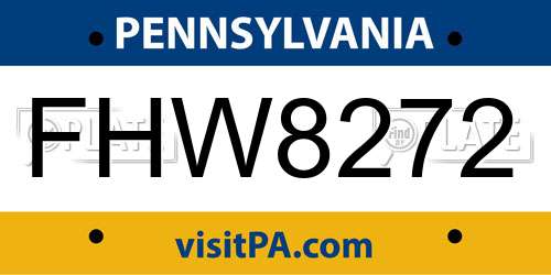 FHW8272 Pennsylvania License Plate