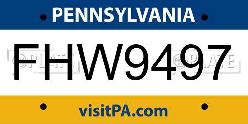 FHW9497 Pennsylvania License Plate